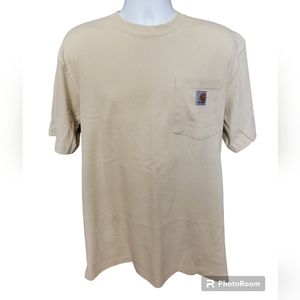 Carhartt T Shirt Mens Medium Tan Brown Tee Short Sleeve Pocket Workwear K87 Sand